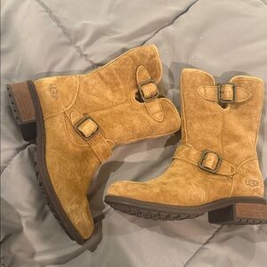 UGG Women's Brown Suede Moto Boots